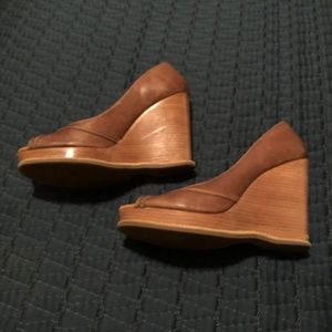 KORS Michael Kors Shoes - Kors by Michael Kors Leather Peep Toe Wedges KORS Michael Kors Shoes - Kors by Michael Kors Leather Peep Toe Wedges